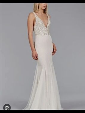 Jim Hjelm Ivory Sequin Bodice Mermaid Wedding Gown size 10 nwt